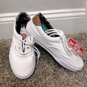 White and floral Eras Vans